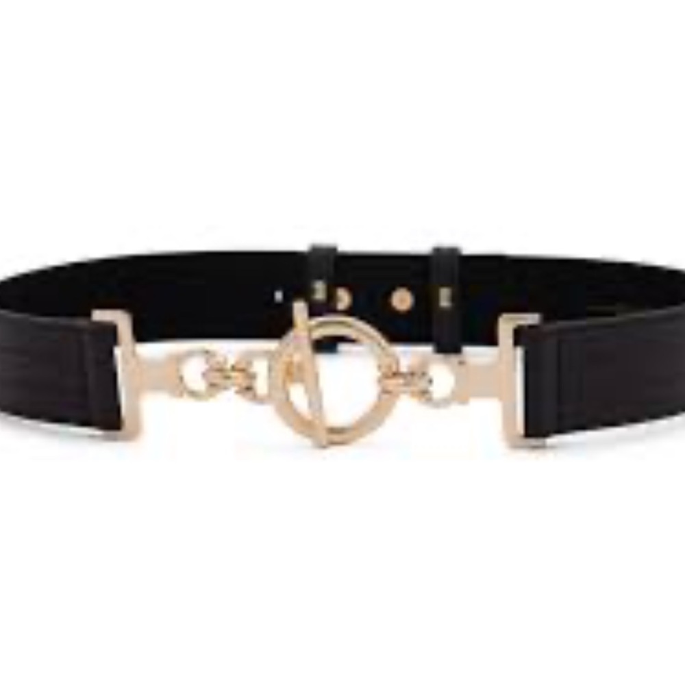 2/$30 New York and Co silver belt in black stretchy S/M